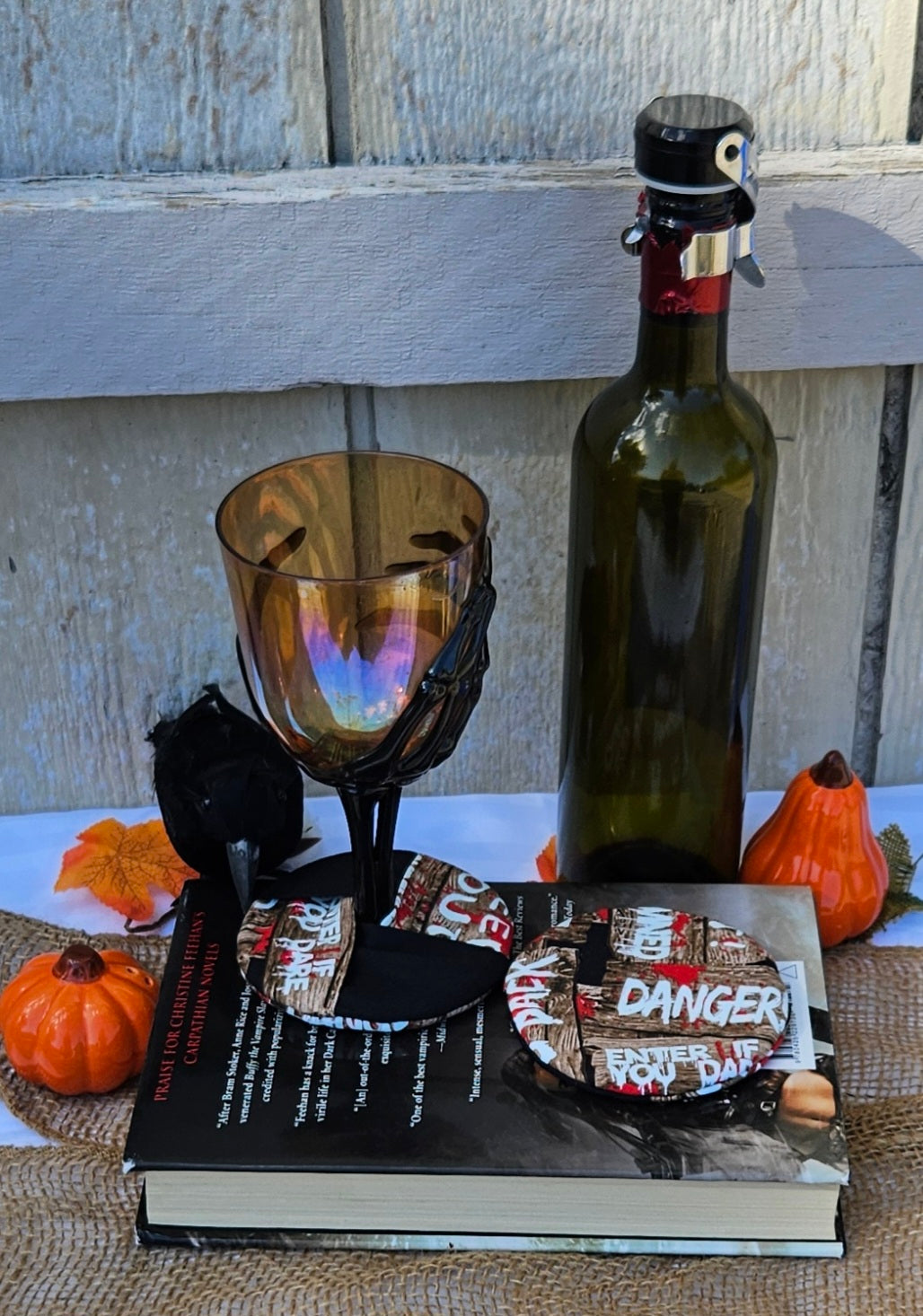 Glow-In-The-Dark Danger WIne Glass Coaster