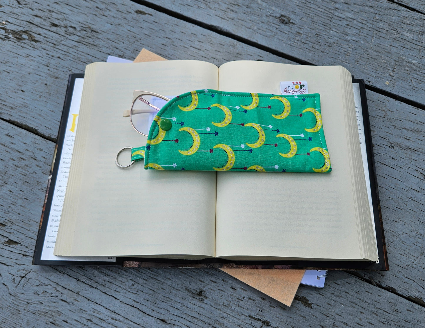 "Moon and Falling Stars" Sunglasses and Eyeglasses Fabric Cases with keychain loop