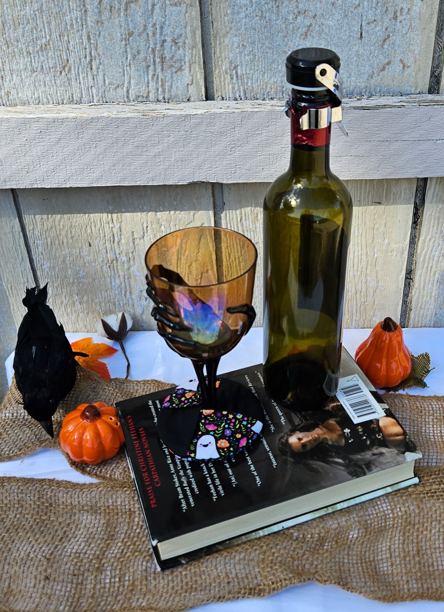 Autumn Garden Ghosts WIne Glass Coaster