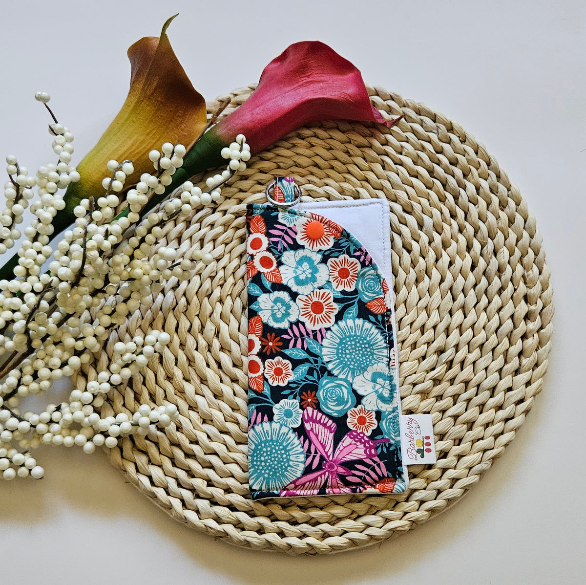 "Night Time Gardens" Reading glasses Fabric Case with keychain loop