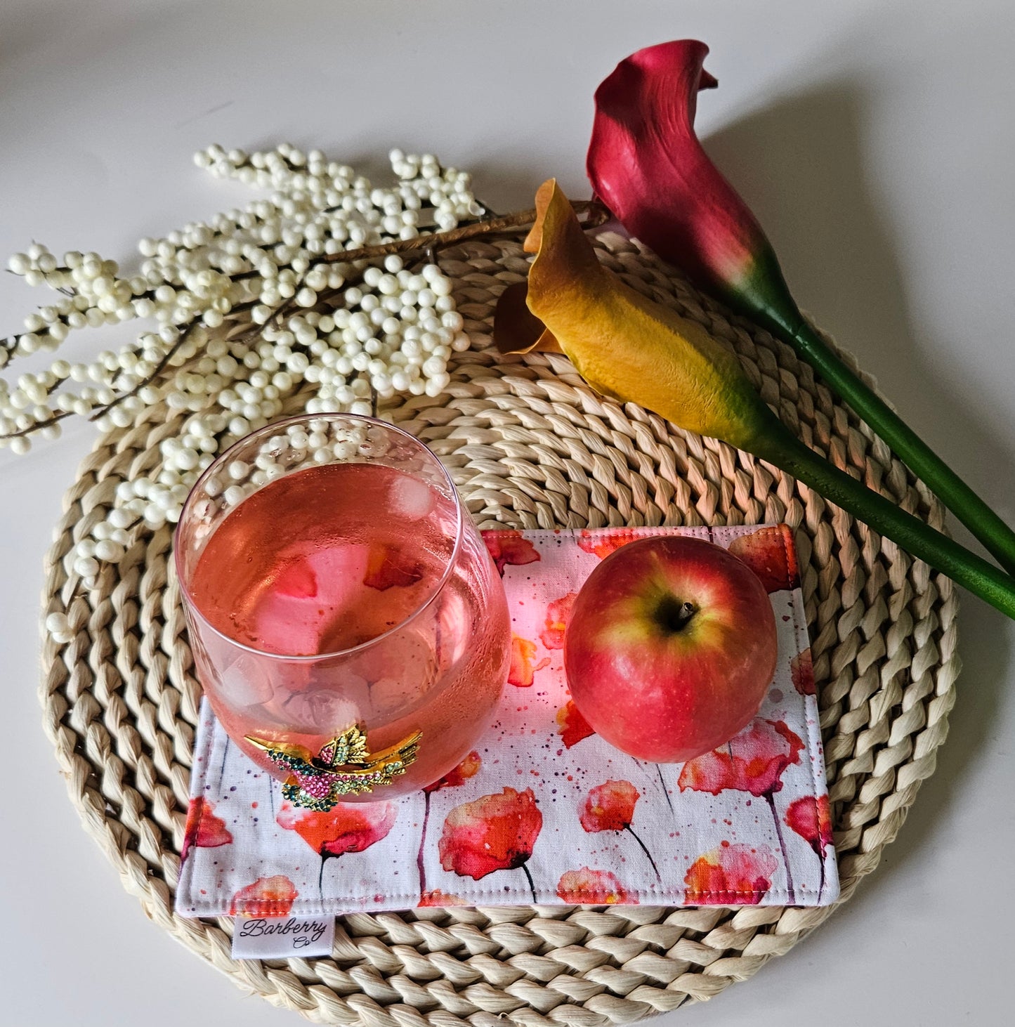 Poppy Florals Mug Rug Coaster