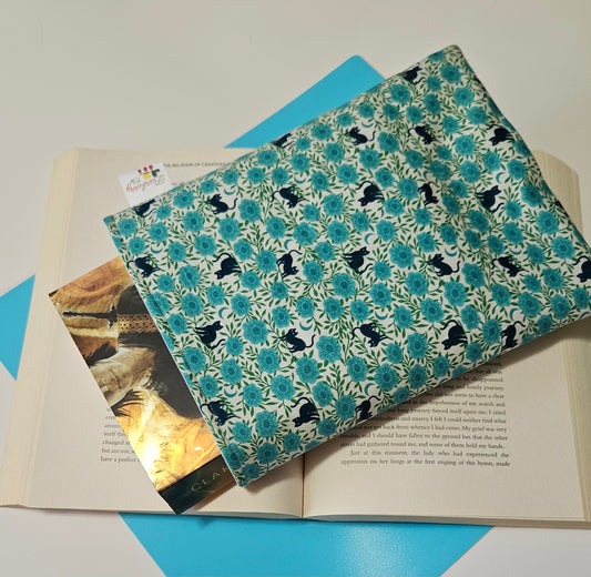 Blue, Floral Cats and Moon Book Sleeve for book lovers