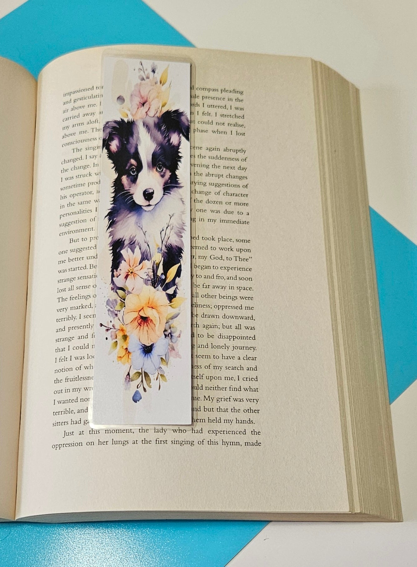 Set of 6 Water Colour Floral Dogs Bookmarks for book lovers, part 1