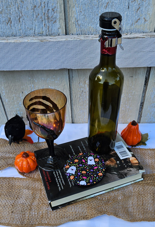 Autumn Garden Ghosts WIne Glass Coaster