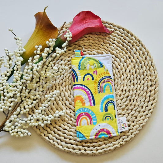 "Yellow Rainbows" Reading glasses Fabric Case with a keychain loop
