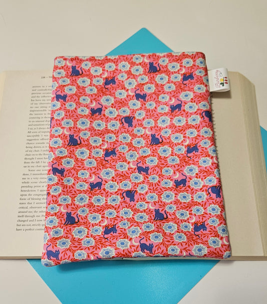 Pink, Floral Cats and Moon Book Sleeve for book lovers