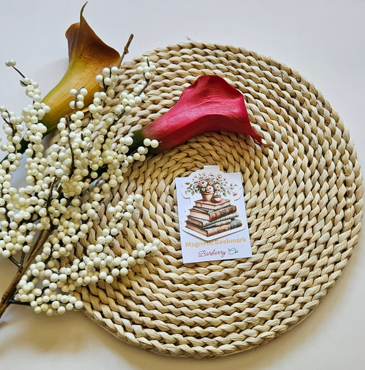 Book Stack Potted Flowers Magnetic bookmark