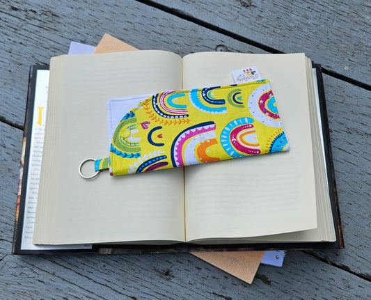 "Yellow Rainbows" Reading glasses Fabric Case with a keychain loop